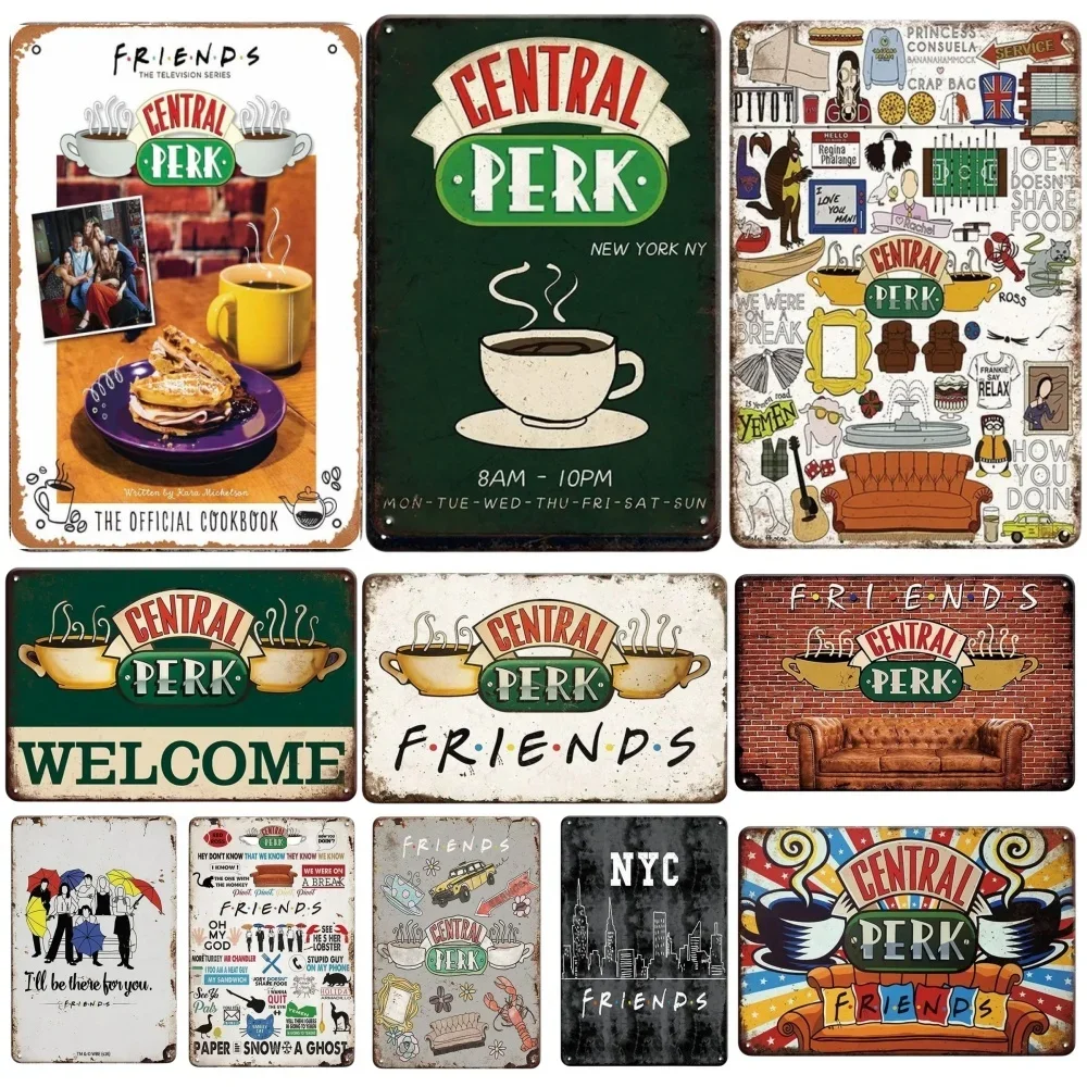 Vintage Collectible Plates - Hoş Geldiniz Central Perk Dostu Metal